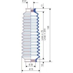 3001 NBR Soufflet D 22 mm et 39 mm Long 75 à 200 mm