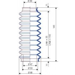 3010 NBR Soufflet D 39mm et 53mm Long 55 à 150mm