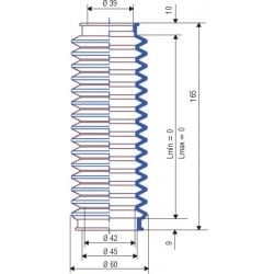 3012 NBR Soufflet D 39mm et 45mm Longueur fixe 165 mm