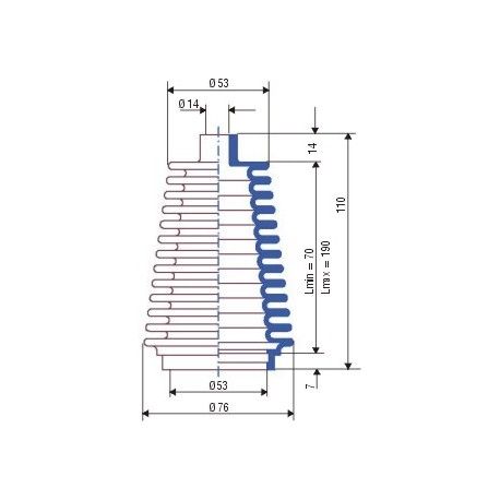 4052 NBR Soufflet D 14mm et 56mm Long 70 à 200 mm