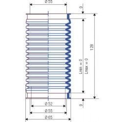 3015 NBR Soufflet D 55mm Longeur fixe 128mm