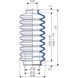 3016 NBR Soufflet D 25mm et 37mm Long 40 à 115 mm