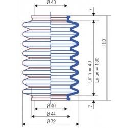 3017 NBR Soufflet D 40 Long 40 à 130mm