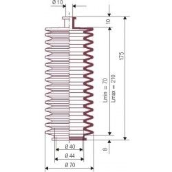 3018 NBR Soufflet D 10mm et D 44mm Lmin 70mm Lmax 210mm