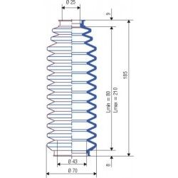 3019 NBR Soufflet D 25mm et 43mm Long 80 à 210 mm