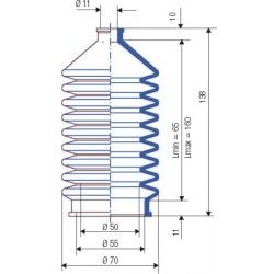 3020 NBR Soufflet D 11mm et 55mm Long 65 à 160mm