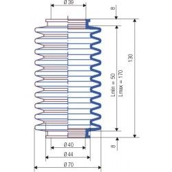 3028 NBR Soufflet D 39mm et 40mm Longueur 50 et 170 mm