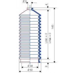 3037 NBR Soufflet D 9mm et 44mm Long FIXE 145 mm