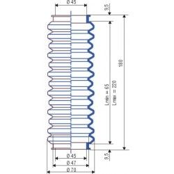 3047 NBR Soufflet D 45mm Long 65 à 220 mm