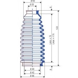 3049 NBR Soufflet D 25mm et 40mm Long 70 à 170 mm