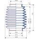 3057 NBR Soufflet D 53mm et 66mm Long fixe 120 mm