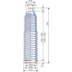 3058 NBR Soufflet D 20mm et 48mm Long 130 à 290 mm