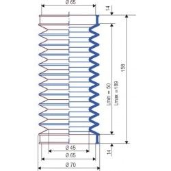 3059 NBR Soufflet D 65mm Long 50 à 189 mm