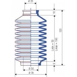 3060 NBR Soufflet D 25 mm et 50 mm Long 50 à 190 mm