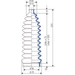 3061 NBR Soufflet D 14mm et 60mm Long 70 à 220 mm