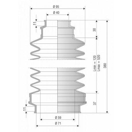 4039 NBR Soufflet de protection diam 40 et 71