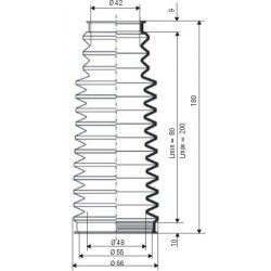 3064 NBR Soufflet D 42mm et 55mm Long 80 à 200 mm