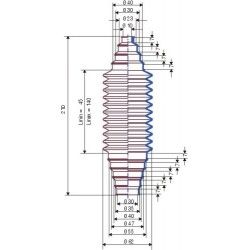 3077 NBR Soufflet D 10mm et D 30mm Lmin 45mm Lmax 140mm