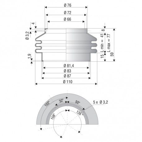 2049 CR Soufflet D 66mm et 81.4 mm Long 41 à 77 mm