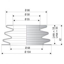 2078 SI Soufflet D 55 et 68 mm Long 18mm à 55 mm