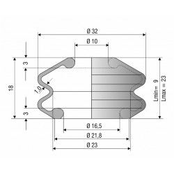 2246 CR Soufflet D 10mm et 16.5 mm Long 9 à 23 mm