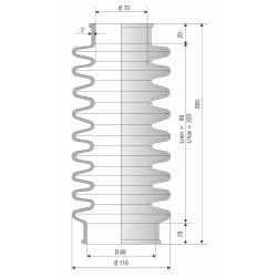 4004 NBR Soufflet D 70mm et 80mm Long 90 à 320mm