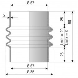 4005 NBR Soufflet D 67mm Long 20 à 0 mm