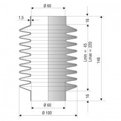 4008 NBR Soufflet D 60mm Long 45 à 220 mm