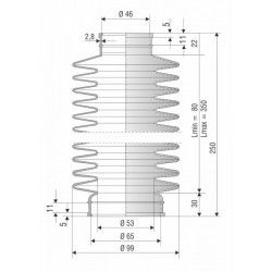 4013NBR Soufflet D 46 mm et 53 mm Long 80 à 350 mm