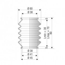 4015 NBR Soufflet D 38mm Long 30 à 70 mm