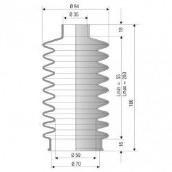 4018 NBR Soufflet D 35 et 70mm Long 55 à 200mm