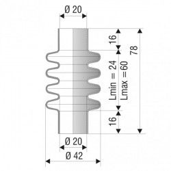 4023 NBR Soufflet D 20mm Long 24 à 60 mm