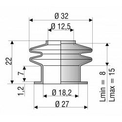 4026 NBR Soufflet D 12.5mm et 18.2mm Long 8 à 15 mm