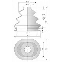 4040 NBR Soufflet D 35 et 113mm Long 30 à 90mm