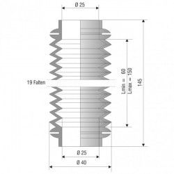 4041 NBR Soufflet D 25mm Long 60 à 150 mm