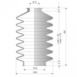 4054 NBR Soufflet D 12mm et D 42mm Lmin 42mm Lmax 110mm