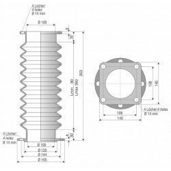 4059 NBR Soufflet de protection D 100 mm long 90 et 350 mm