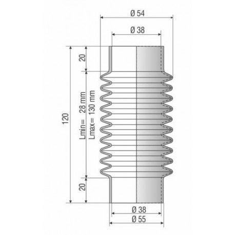 4066 NBR Soufflet D 38mm Long 28 à 130 mm