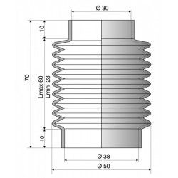 4067 NBR Soufflet D 30mm et 38mm Long 23 mm à 60mm