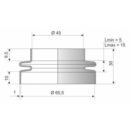 9003 NBR Soufflet D 45 et 65.5mm Long 5 à 15mm