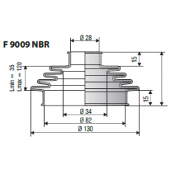9009 NBR Soufflet D 28 et 82mm Long 35 à 120 mm