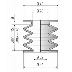 9001 SI Soufflet silicone diamètre 28mm et 32 mm Long 15 à 45mm