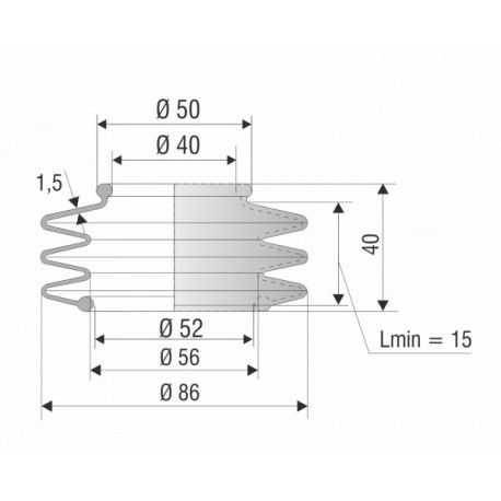 4014 NBR Soufflet D 40mm et 52mm Long 15