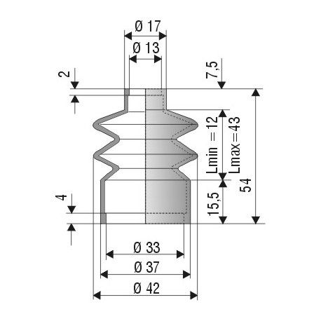 Soufflet en silicone ouvertures 13mm et 33mm