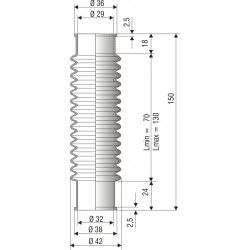 1512 NBR Soufflet D 29mm et 32mm Long 70 à 130 mm