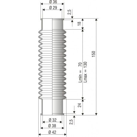 1512 NBR Soufflet D 29mm et 32mm Long 70 à 130 mm