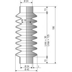 2009 NBR Soufflet D 24 mm Long 30 à 125 mm