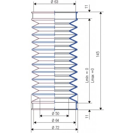3068 T Soufflet D 63mm et 64 mm Long 45 à 110 mm