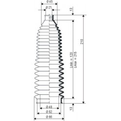 3073 T Soufflet D 21 mm et 52 mm Long 120 à 215 mm
