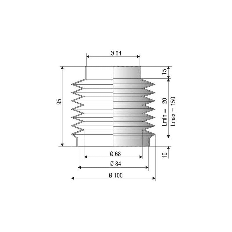 soufflet en nbr 64 et 84 mm long 20 à 150 mm